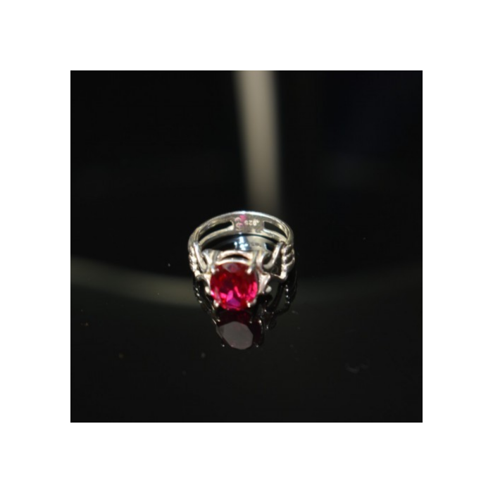925 Sterling Silver Pink Topaz Ring Size 7