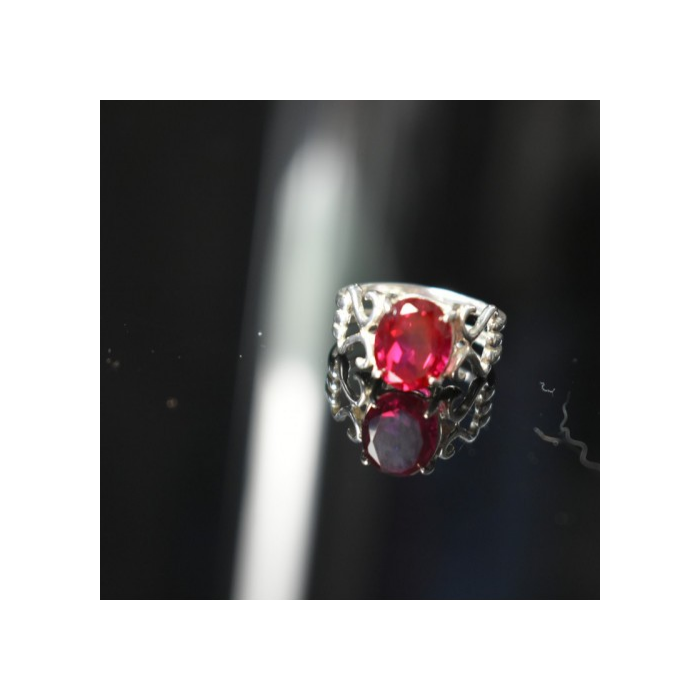 925 Sterling Silver Pink Topaz Ring Size 7