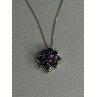 925 Sterling Silver Amethyst Flower Necklace Length 20 Inch
