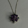 925 Sterling Silver Amethyst Flower Necklace Length 20 Inch