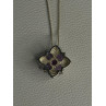 925 Sterling Silver Amethyst Flower Necklace Length 20 Inch