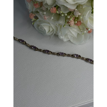 925 Sterling Silver Amethyst Bracelet Length 7.5