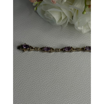 925 Sterling Silver Amethyst Bracelet Length 7.5