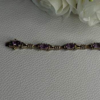 925 Sterling Silver Amethyst Bracelet Length 7.5