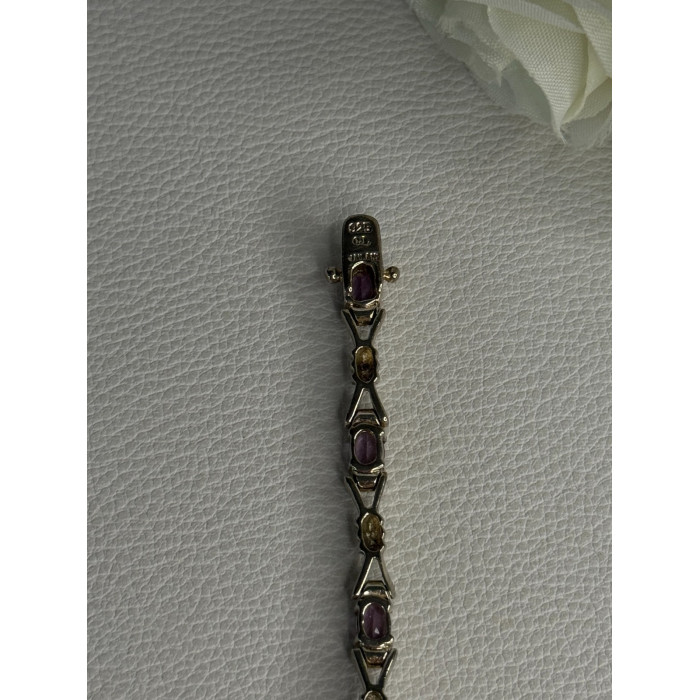 925 Sterling Silver Amethyst Bracelet Length 7.5