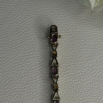 925 Sterling Silver Amethyst Bracelet Length 7.5