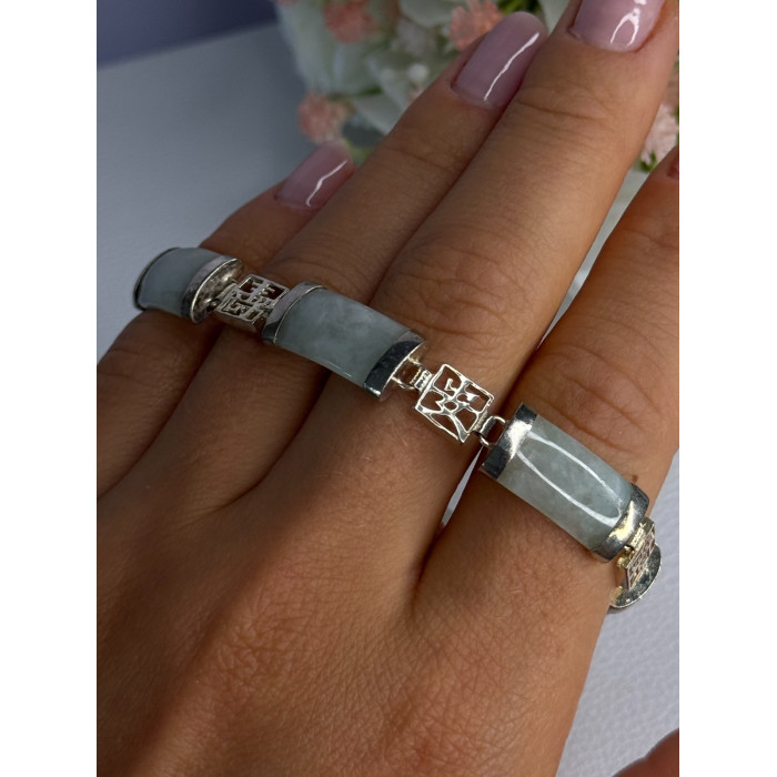 925 Sterling Silver Jade Bracelet Length 7.5