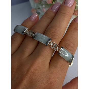 925 Sterling Silver Jade Bracelet Length 7.5