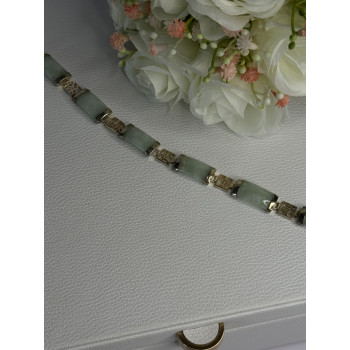 925 Sterling Silver Jade Bracelet Length 7.5