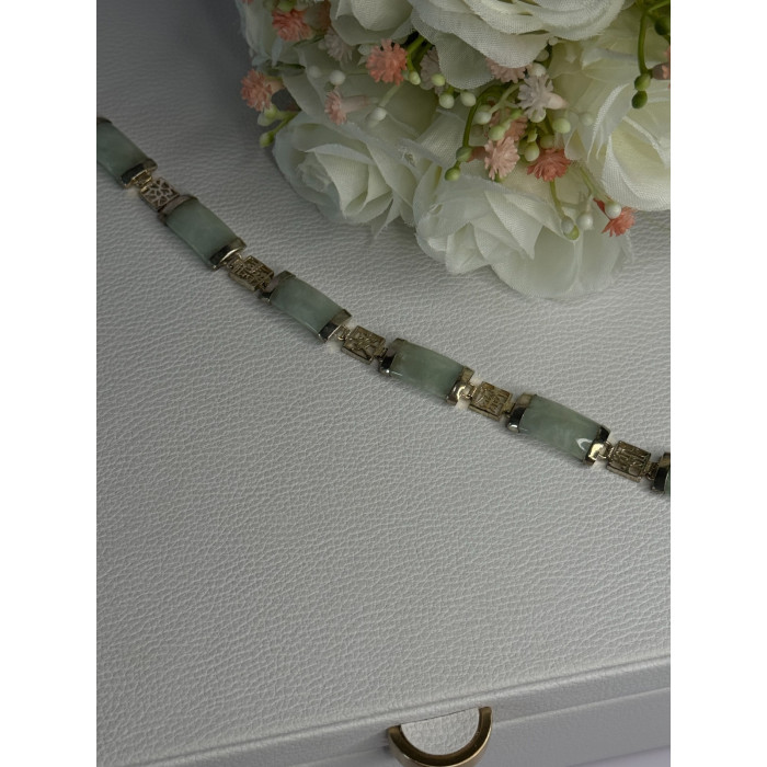 925 Sterling Silver Jade Bracelet Length 7.5