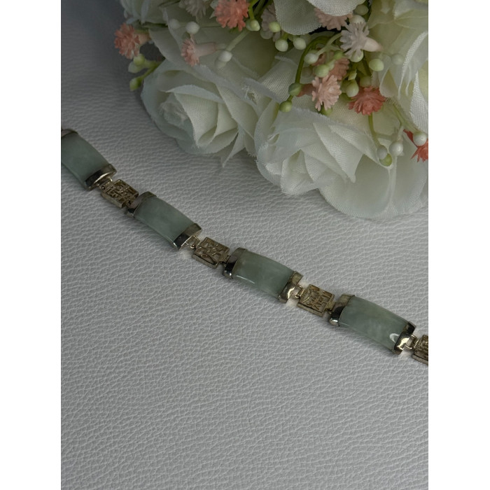925 Sterling Silver Jade Bracelet Length 7.5