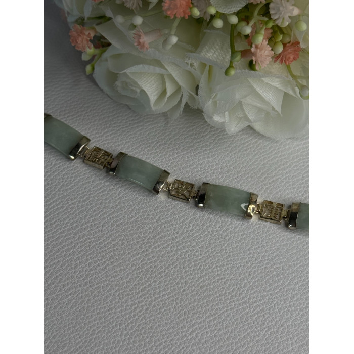 925 Sterling Silver Jade Bracelet Length 7.5