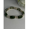 925 Sterling Silver Green Nephrite Bracelet Length 7.5