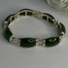 925 Sterling Silver Green Nephrite Bracelet Length 7.5