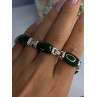 925 Sterling Silver Green Nephrite Bracelet Length 7.5