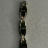 925 Sterling Silver Green Nephrite Bracelet Length 7.5