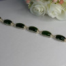 925 Sterling Silver Green Nephrite Bracelet Length 7.5