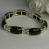 925 Sterling Silver Green Nephrite Bracelet Length 7.5