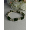 925 Sterling Silver Green Nephrite Bracelet Length 7.5