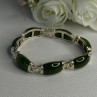 925 Sterling Silver Green Nephrite Bracelet Length 7.5