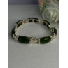 925 Sterling Silver Green Nephrite Bracelet Length 7.5