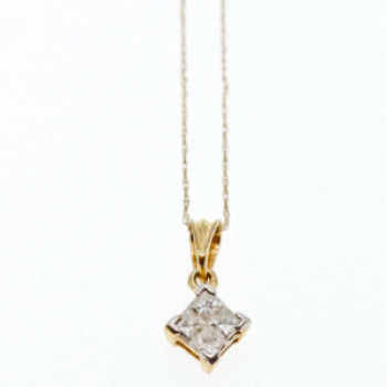 Unbranded 10/14 Yellow Gold White Sapphire Chain With Pendant