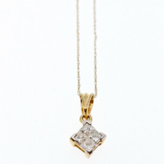 Unbranded 10/14 Yellow Gold White Sapphire Chain With Pendant