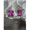925 Sterling Silver Pink Topaz Earrings Length 0.5 Inch