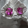 925 Sterling Silver Pink Topaz Earrings Length 0.5 Inch