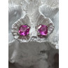 925 Sterling Silver Pink Topaz Earrings Length 0.5 Inch