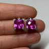 925 Sterling Silver Pink Topaz Earrings Length 0.5 Inch