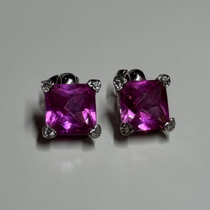925 Sterling Silver Pink Topaz Earrings Length 0.5 Inch