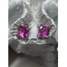 925 Sterling Silver Pink Topaz Earrings Length 0.5 Inch