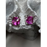 925 Sterling Silver Pink Topaz Earrings Length 0.5 Inch