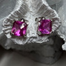 925 Sterling Silver Pink Topaz Earrings Length 0.5 Inch