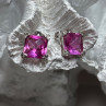 925 Sterling Silver Pink Topaz Earrings Length 0.5 Inch