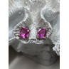 925 Sterling Silver Pink Topaz Earrings Length 0.5 Inch