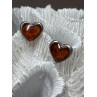925 Sterling Silver Amber Heart Earrings Length 0.5 Inch