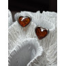 925 Sterling Silver Amber Heart Earrings Length 0.5 Inch