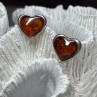 925 Sterling Silver Amber Heart Earrings Length 0.5 Inch
