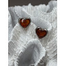 925 Sterling Silver Amber Heart Earrings Length 0.5 Inch