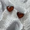 925 Sterling Silver Amber Heart Earrings Length 0.5 Inch