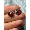 925 Sterling Silver Amber Heart Earrings Length 0.5 Inch