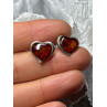 925 Sterling Silver Amber Heart Earrings Length 0.5 Inch