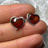 925 Sterling Silver Amber Heart Earrings Length 0.5 Inch