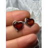 925 Sterling Silver Amber Heart Earrings Length 0.5 Inch