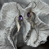925 Sterling Silver Amethyst Earrings Length 2.6 Inch