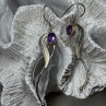 925 Sterling Silver Amethyst Earrings Length 2.6 Inch