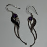 925 Sterling Silver Amethyst Earrings Length 2.6 Inch