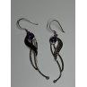 925 Sterling Silver Amethyst Earrings Length 2.6 Inch